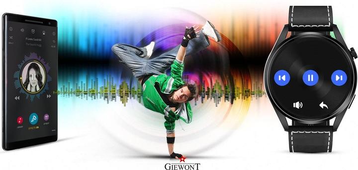 Actual product image Giewont Smartwatch Smartwatch GW450-2 Czarny + Pasek Czarny Skórzany (39.90 mm, 3G)