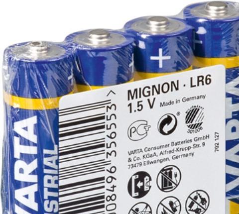 Produktbild Varta Industrial (4 Stk., AA / LR6 / LR06 / Mignon / R6 / R14505, 2960 mAh)