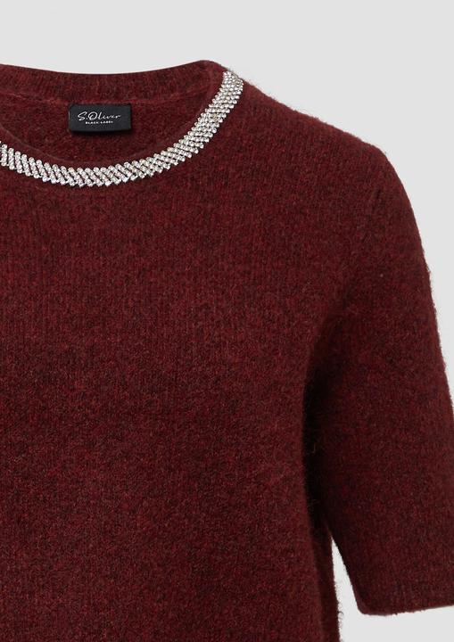 Produktbild s.Oliver Strickpullover Softer Kurzarm-Pullover aus Wollmix mit Schmuck-Detail (40)