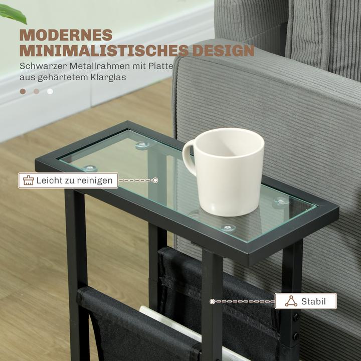 Image du produit Homcom Couchtisch Metall, Hartglas Schwarz