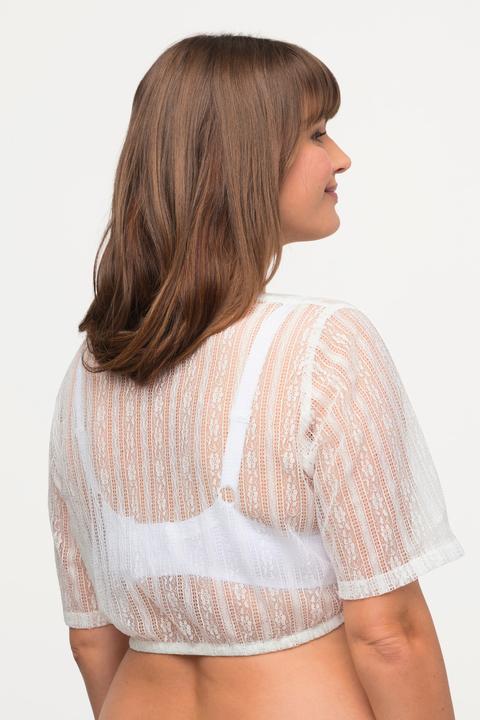 Produktbild Ulla Popken Dirndlbluse, Spitze, V-Ausschnitt, Elastiksaum, Halbarm (50)