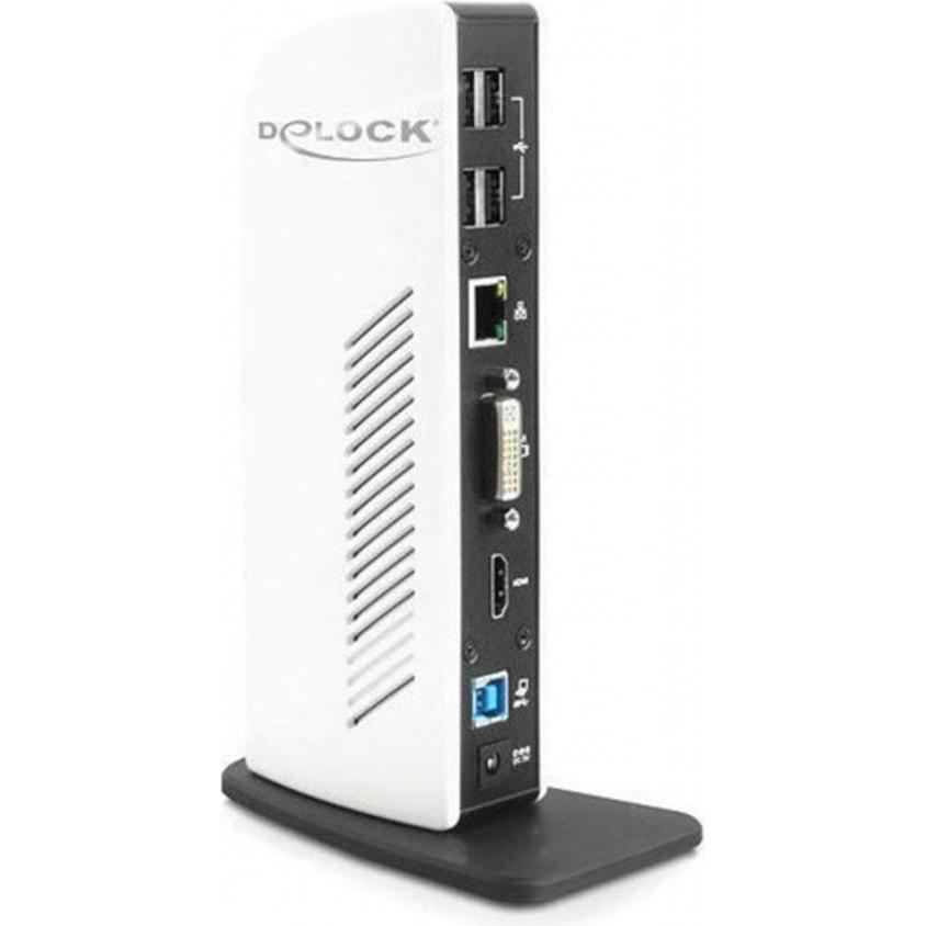 Delock USB 3.0 Portreplikator (USB-B, 7 Ports), Dockingstation + USB Hub, Weiss
