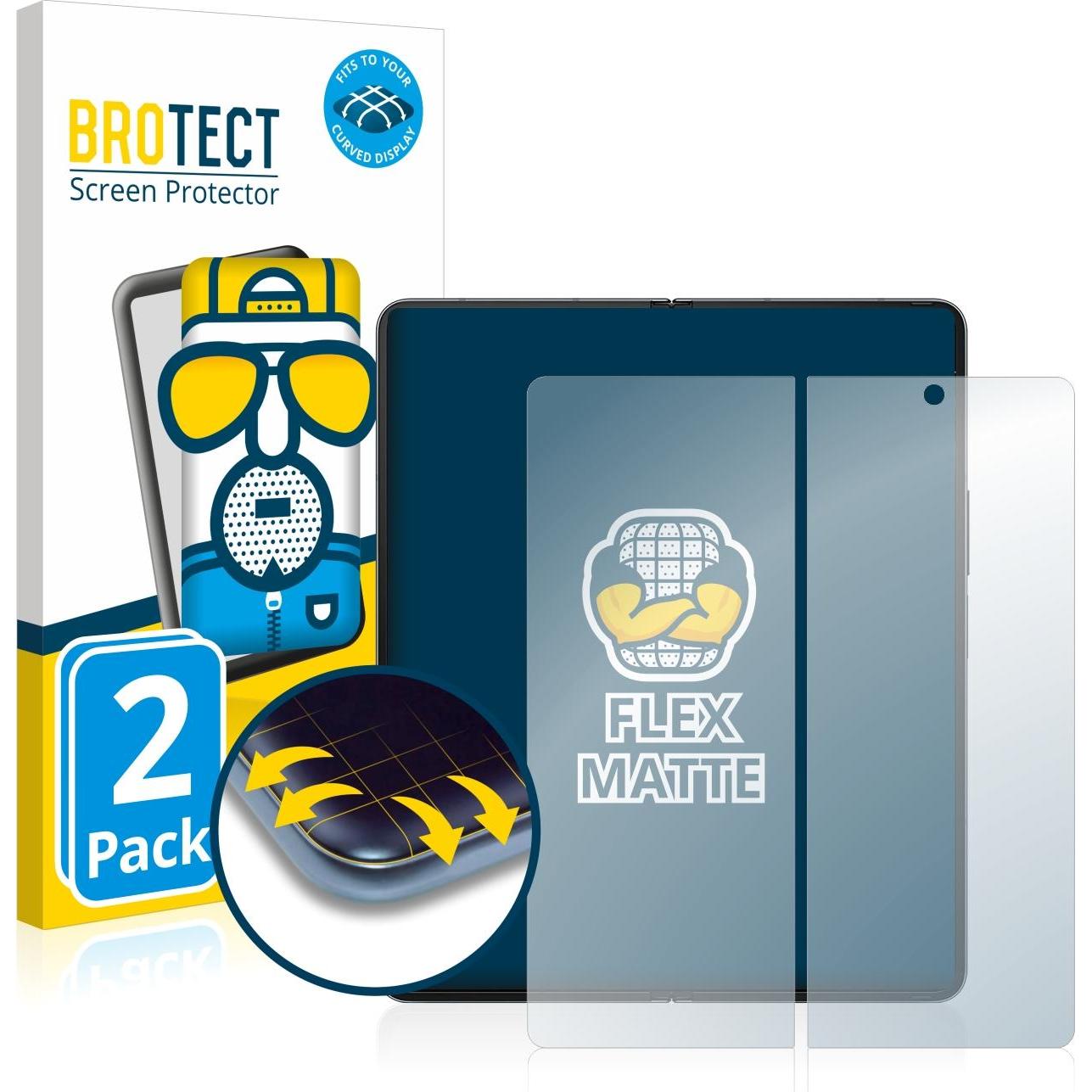 BROTECT Full-Cover Displayschutz Matt (2 Stück, Samsung Galaxy Z Fold4), Smartphone Schutzfolie, Grau