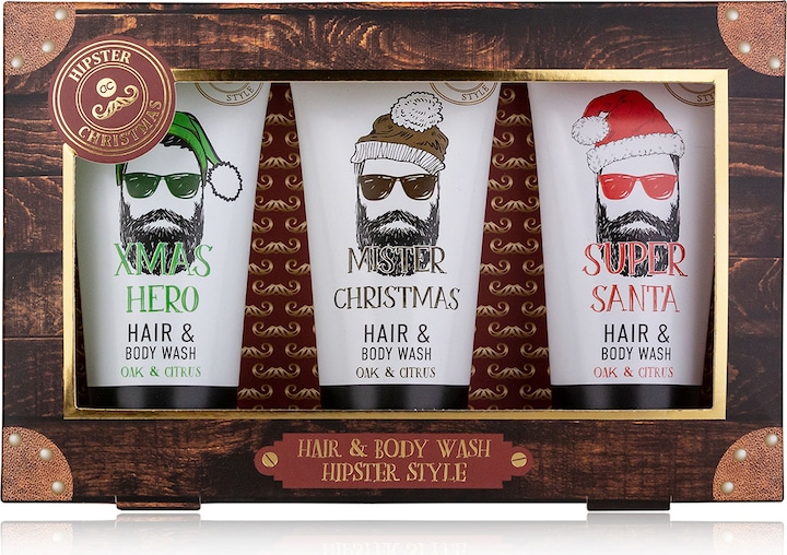 Productafbeelding Accentra HIPSTER STYLE XMAS badset in geschenkverpakking, incl. 3 x 100ml Hair & Body Wash, geur: Oak &