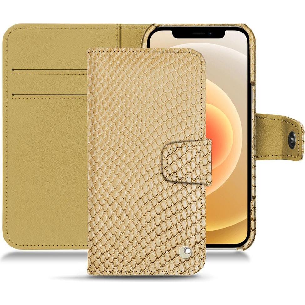 Noreve Lederschutzhülle Wallet (Apple iPhone 12), Smartphone Hülle, Beige