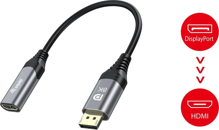 Produktbild equip Displayport->HDMI Adapter 1.4 St/Bu 8K/60Hz grau (HDMI, 15 cm)