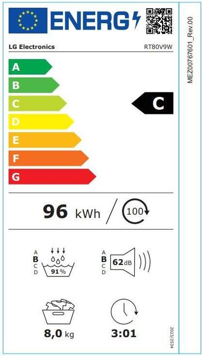 Energie-Label LG RT80V9W (8 kg, Wechselbar)