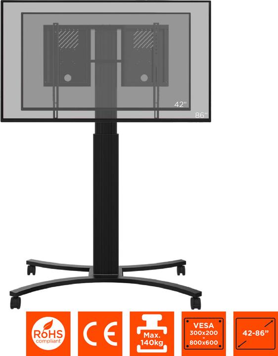 Actual product image Celexon Expert electric height adjustable display trolley Adjust-4286MB - 70cm (136 kg, 42" - 86")