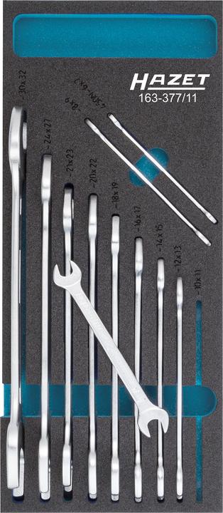 Produktbild HAZET Doppel-Maulschlüssel Satz 163-377/11 ∙ Aussen Sechskant Profil ∙ 6 x 7 - 30 x 32 ∙ Anzahl Werk… (32 mm, 19 mm, 6 mm, 12 mm, 24 mm, 14 mm, 22 mm, 16 mm, 23 mm, 10  mm, 21 mm, 18 mm, 27 mm, 7 mm, 31 mm, 17 mm, 11 mm, 15 mm, 26 mm, 30 mm, 8 mm, 28 mm, 9 mm, 29 mm, 13 mm, 20 mm, 25 mm)