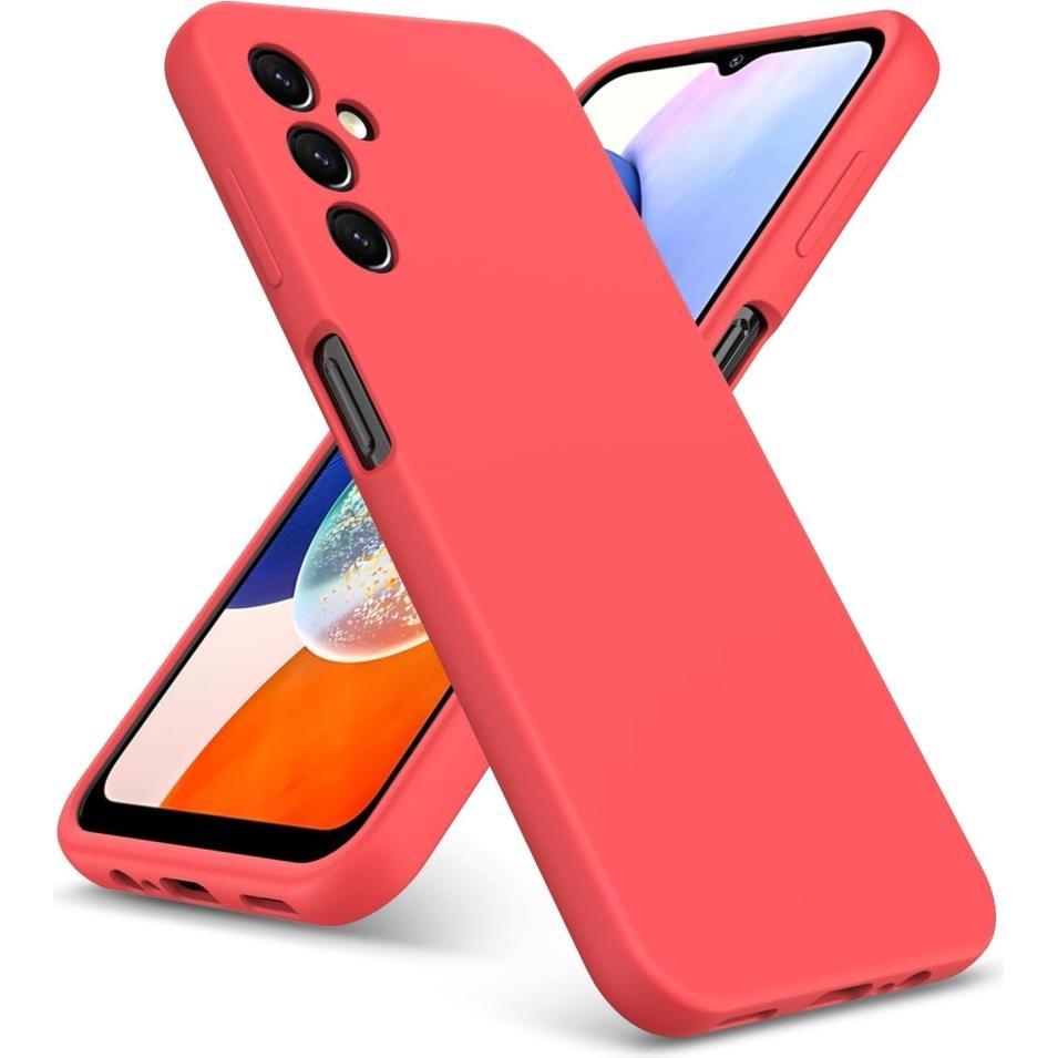 Screenguard Samsung Galaxy A14 5G Liquid Silicone Case Hülle (Samsung Galaxy A14 5G), Smartphone Hülle, Rot