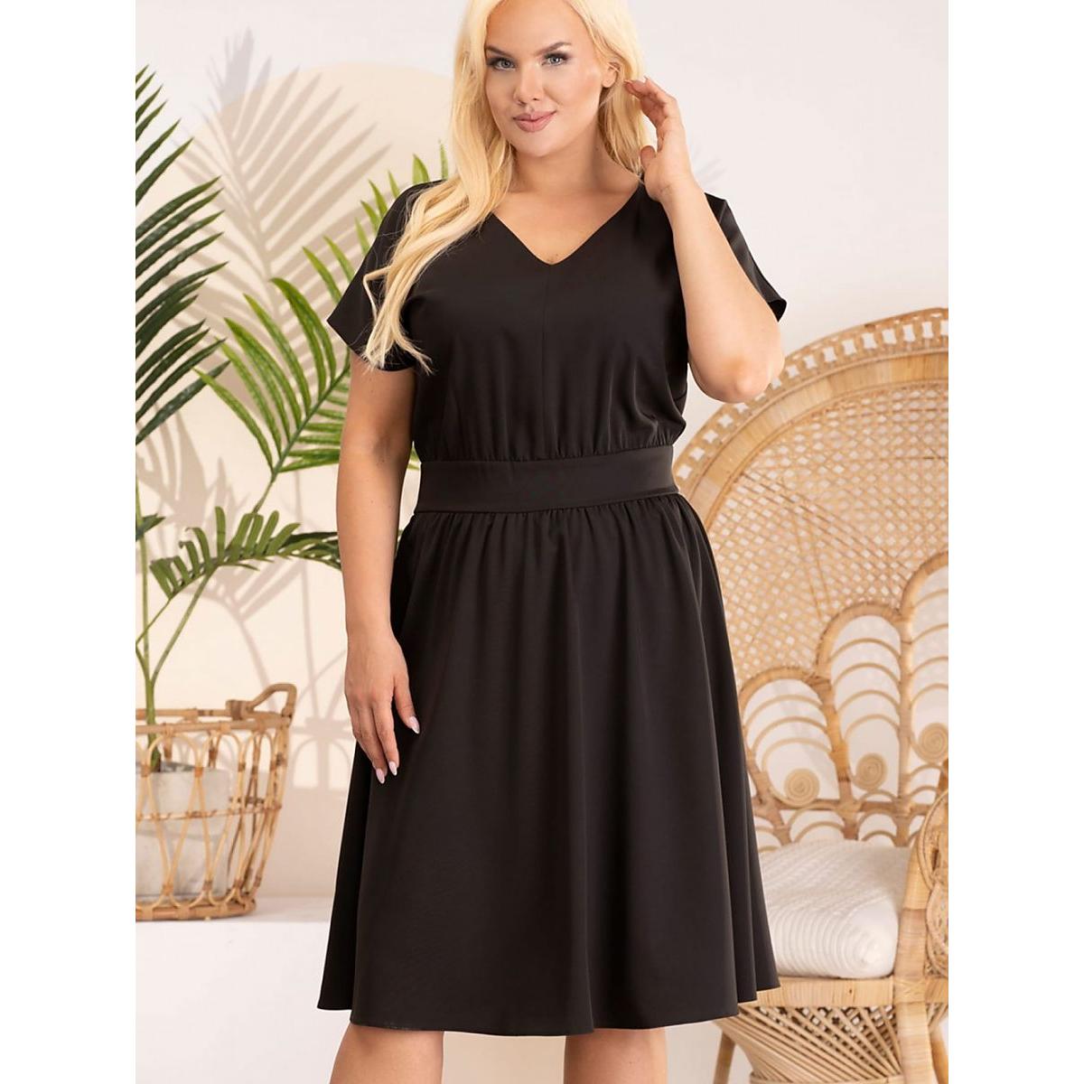 Karko, Damen, Kleider, Plus-Size Kleider, Schwarz, (38, 39, 40)