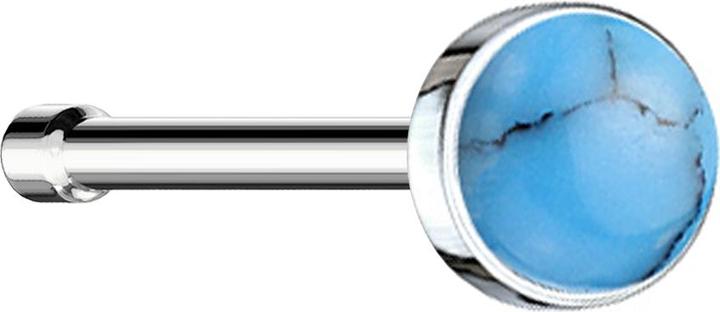 Produktbild Star Piercing Nasenstecker gerade silber mit türkis Stein (ohne Messing, Mineralisch, Chirurgenstahl 316L)