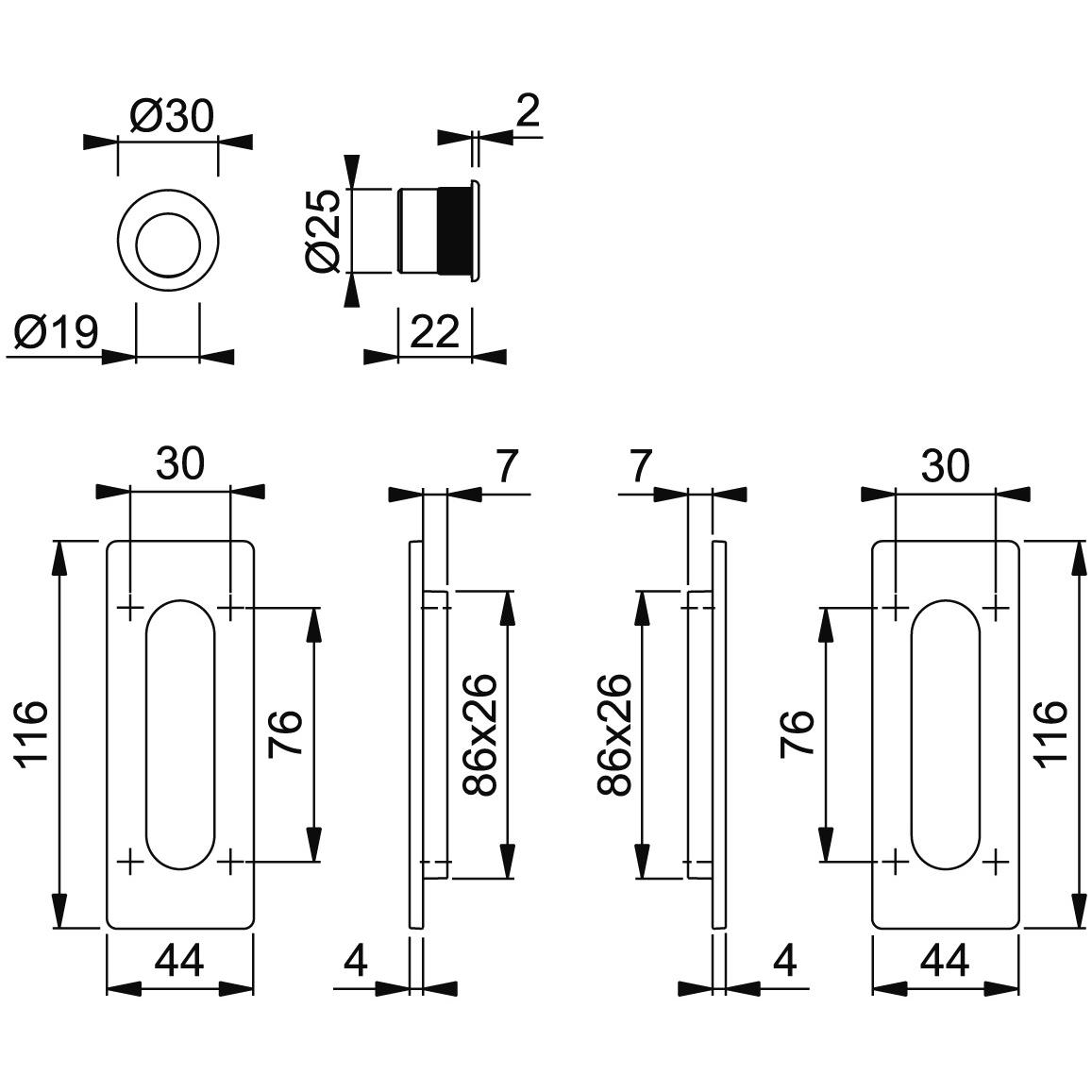 Thumbnail - Hoppe, Möbelgriff, Schiebetürset M464-Set 5
