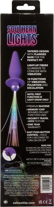 Actual product image CalExotics Southern Lights Light Up Luminous Anal Plug 10 Vibrations Silicone Purple