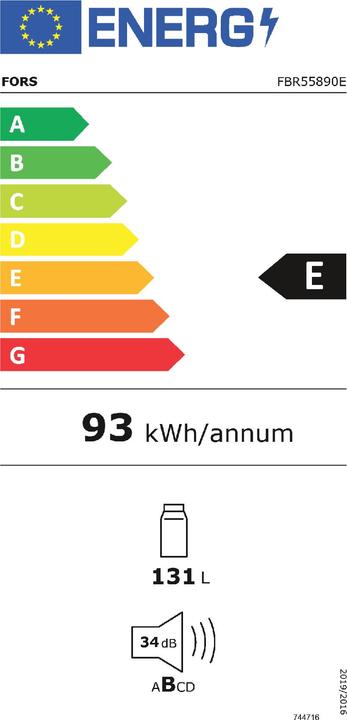 Energie-Label Fors Kühlschrank Einbau FBR 55890 E (131 l)