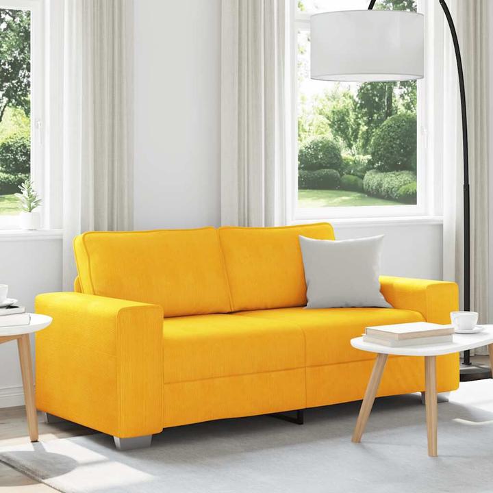 Actual product image VidaXL Two-seater sofa light yellow 140 cm corduroy fabric (2 person sofa)