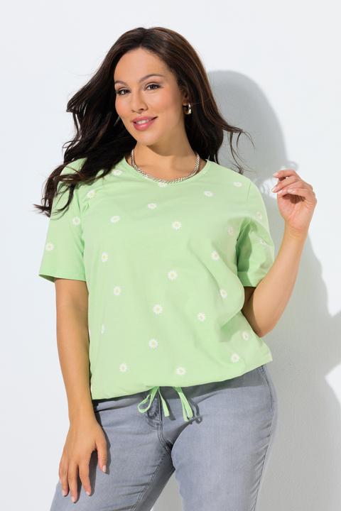 Actual product image Ulla Popken Daisy Print Short Sleeve Drawstring Tee (46, 48)