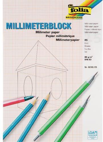 Actual product image Folia Millimeter paper block (A3, Checked, Hardcover)