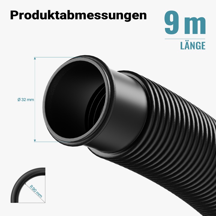 Produktbild Wiltec Poolschlauch 9 m ⌀32 mm Solarschlauch mit Muffe Schwimmbadschlauch