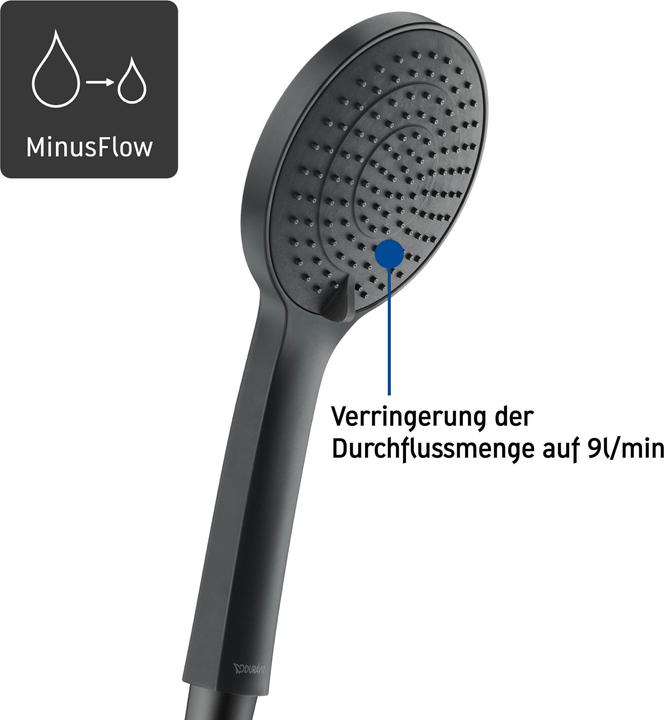 Produktbild Duravit Handbrause 3jet 110 MinusFlow, Strahlart Rain/Soft Rain/Intense Rain, UV65201 (3 Strahlarten, 9 l/min)