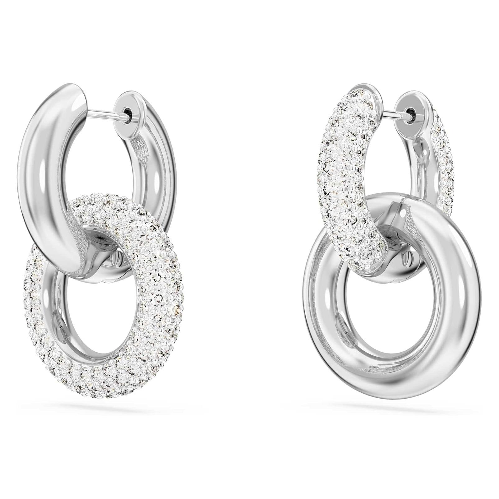 Swarovski, Oorbellen, Dextera Creolen Verweven Hoepel Wit, (Swarovski Metaal)