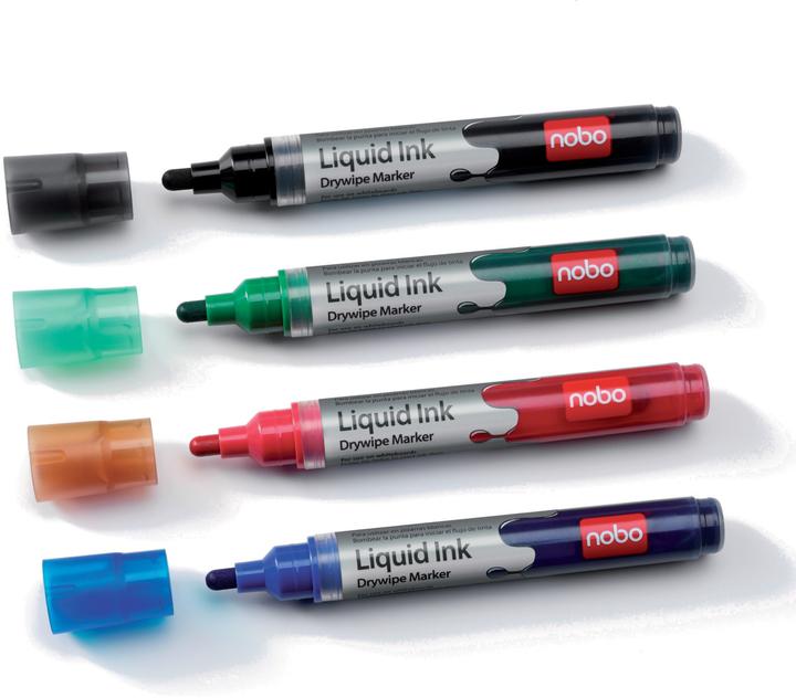 Immagine prodotto Nobo Pennarelli per lavagne a inchiostro liquido (Multicolore, 3 mm, 6 x)