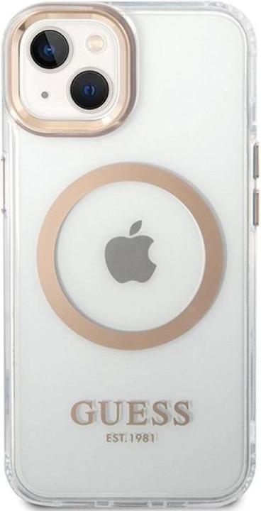Actual product image Guess case for iPhone 15 Plus 6,7" GUHMP15MHTRMD gold HC Magsafe Metal Outline (Apple iPhone 14 Plus, Apple iPhone 15 Plus)