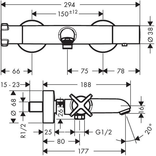 Thumbnail - Axor, Badarmatur, Wannenthermostat CITTERIO E DN 15, Aufputz chrom