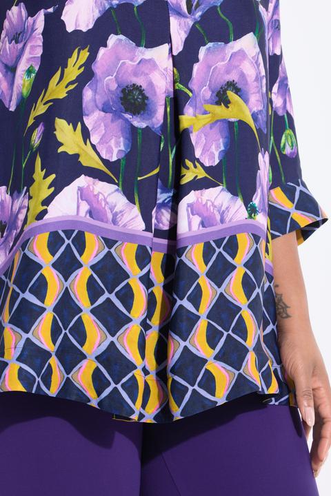 Produktbild Ulla Popken Tunika, Blüten, A-Linie, Kelchkragen, 3/4-Arm (58)