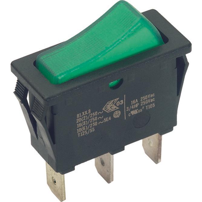 Bachmann Interruttore a bilanciere EB, Pulsante + Interruttore, Verde