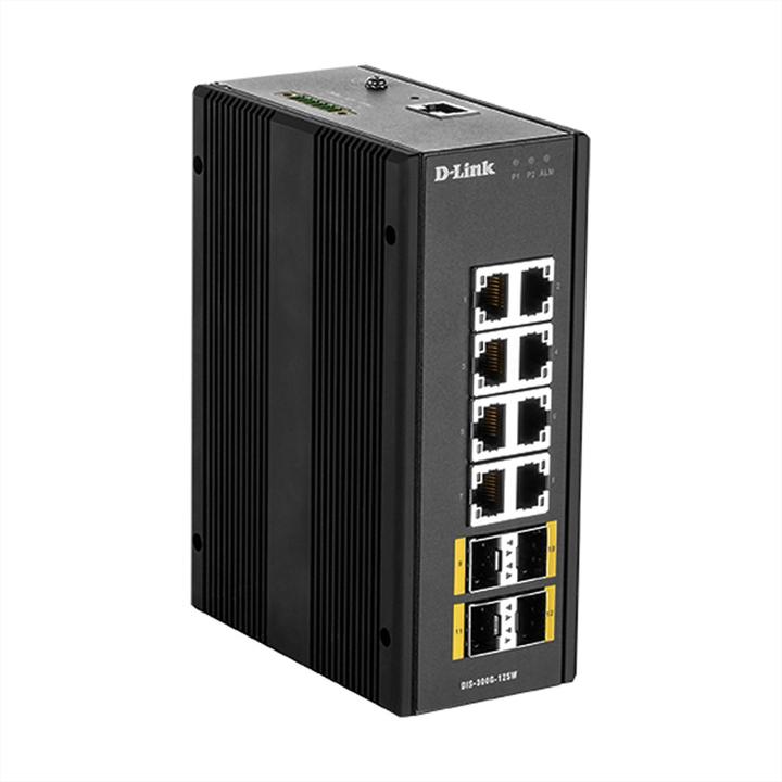 Productafbeelding D-Link 12-poorts L2 Managed Industrial Switch met 8 x 10/100/1000BaseTX poorten & 4 x 100/1000BaseSFP (12 ports)