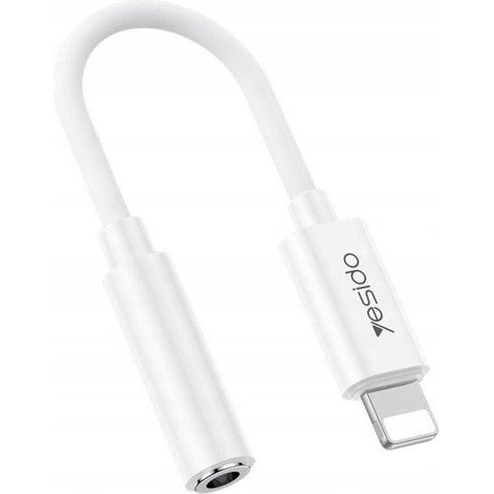 Yesido Lightning to 3.5mm Aux Female Audio Adapter, 30cm - White (Lightning, Jack da 3.5mm), Adattatore dispositivo mobile, Bianco