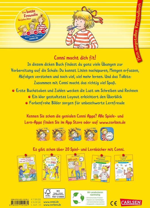 Produktbild Conni Gelbe Reihe (Beschäftigungsbuch): Mein megatolles Vorschulbuch (Deutsch, Hanna Sörensen, Uli Velte, 2023)