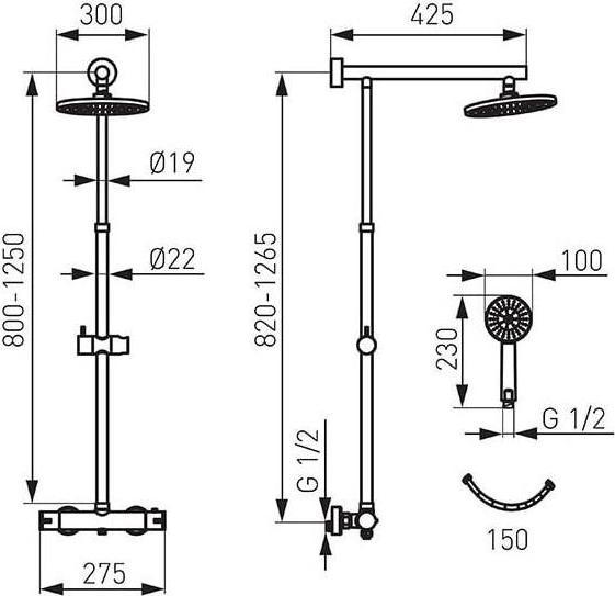 Actual product image FERRON Shower Set With Termost Mixer Np75-Trv7u
