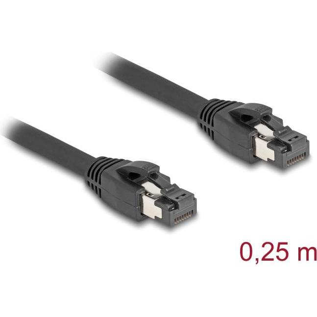 Thumbnail - Delock RJ45 Netzwerkkabel Cat.8.1 S/FTP 25 cm bis 40 Gbps schwarz (S/FTP, CAT8.1, 0.25 m), Netzwerkkabel