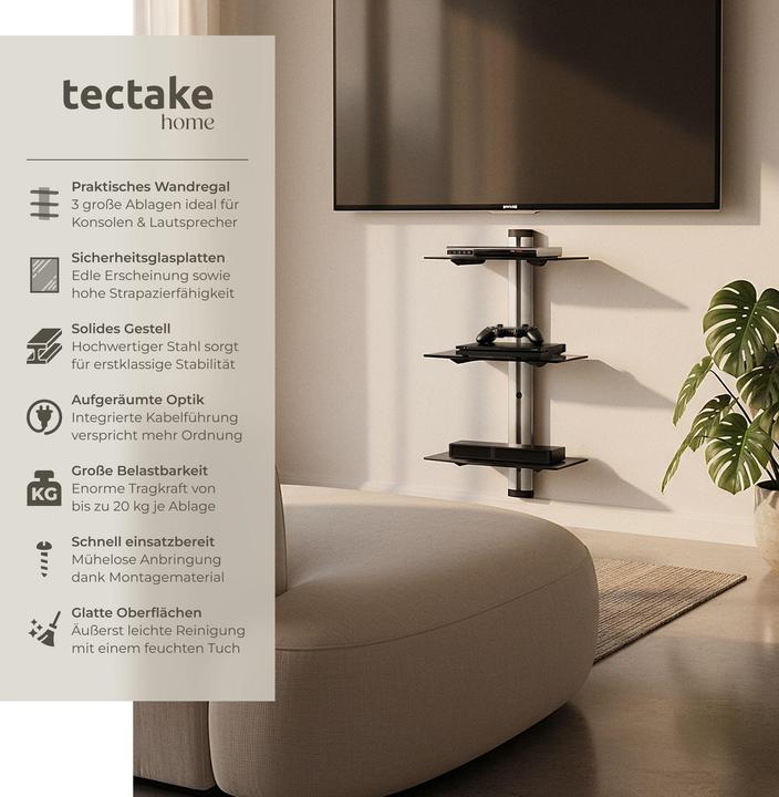 Produktbild tectake Wandregal (80 x 42 x 33 cm)