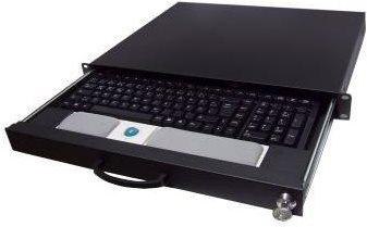 Produktbild Tecline 19" Tastaturschublade mit Tastatur und Trackball zur Befestigung an 2 Holmen, 1 HE, schwarz RAL 9005