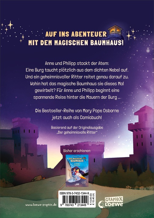 Produktbild Das magische Baumhaus (Comic-Buchreihe Band 2) - Der geheimnisvolle Ritter (Deutsch, Mary Pope Osborne, Jenny Laird, Kelly Matthews, Nichole Matthews, Loewe Graphix, 2022)
