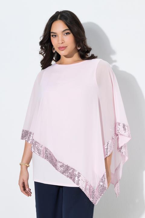 Produktbild Ulla Popken Bluse, Chiffon-Überwurf, U-Boot-Ausschnitt, 3/4-Arm (46, 48)