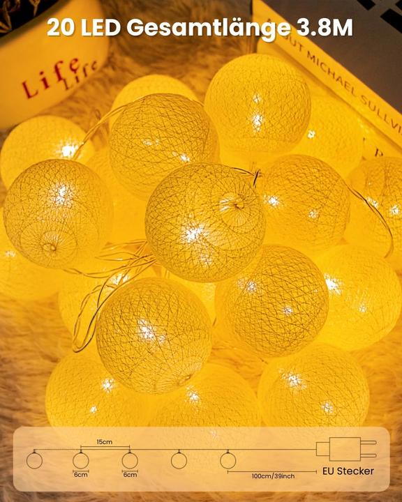 Actual product image Ciskotu Lichterkette mit 20 LED-Lampions, EU-Version (3.80 m)