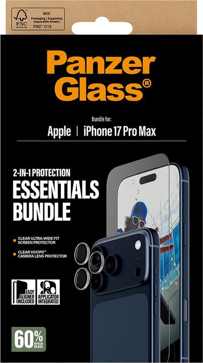 Actual product image PanzerGlass ® 2-in-1 Essentials Bundle iPhone 17 Pro Max (1 Piece, Apple iPhone 17 Pro Max)