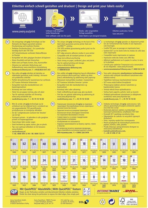 Actual product image Avery Universal labels