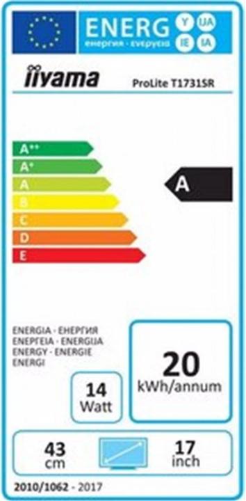 Label énergétique iiyama ProLite T1731SR-B5 (1280 x 1024 pixels, 17")
