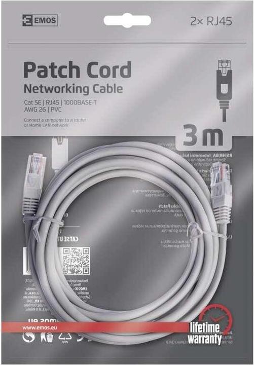Image du produit Emos Câble PATCH UTP 5E, 3m (UTP, CAT5e, 3 m)
