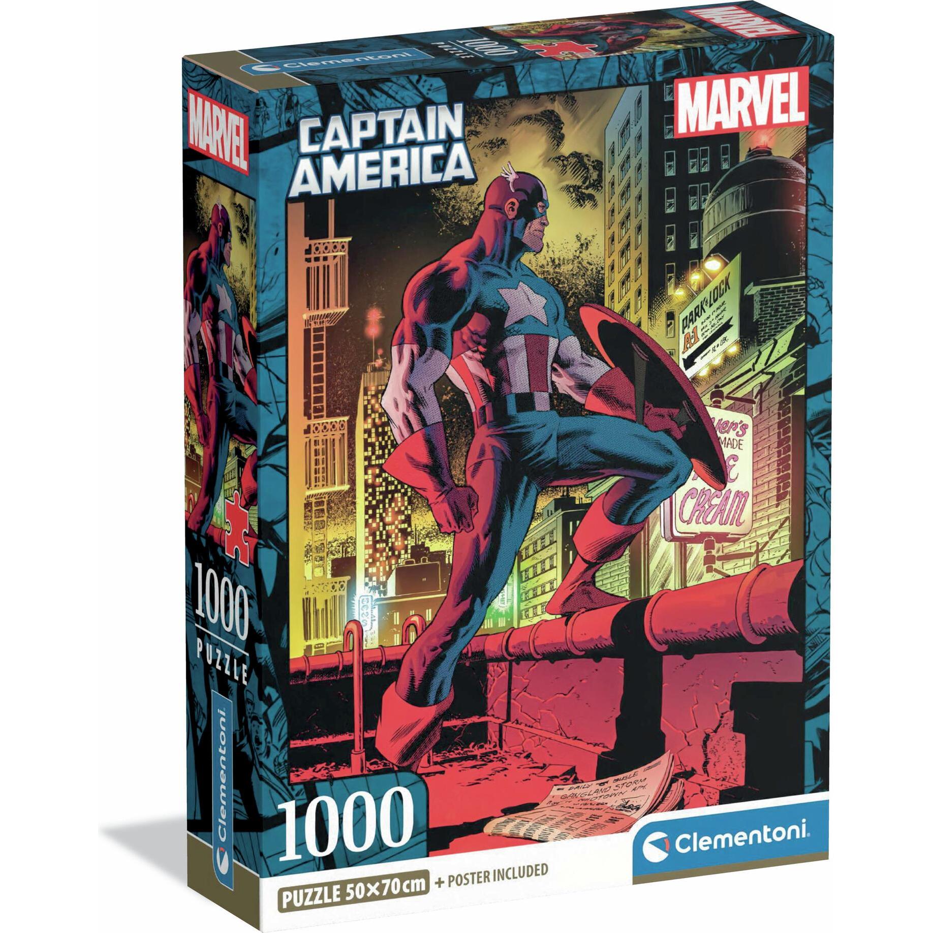 Clementoni Multicolore Puzzle 1000 Compact Capitan America (1000 Pezzi)