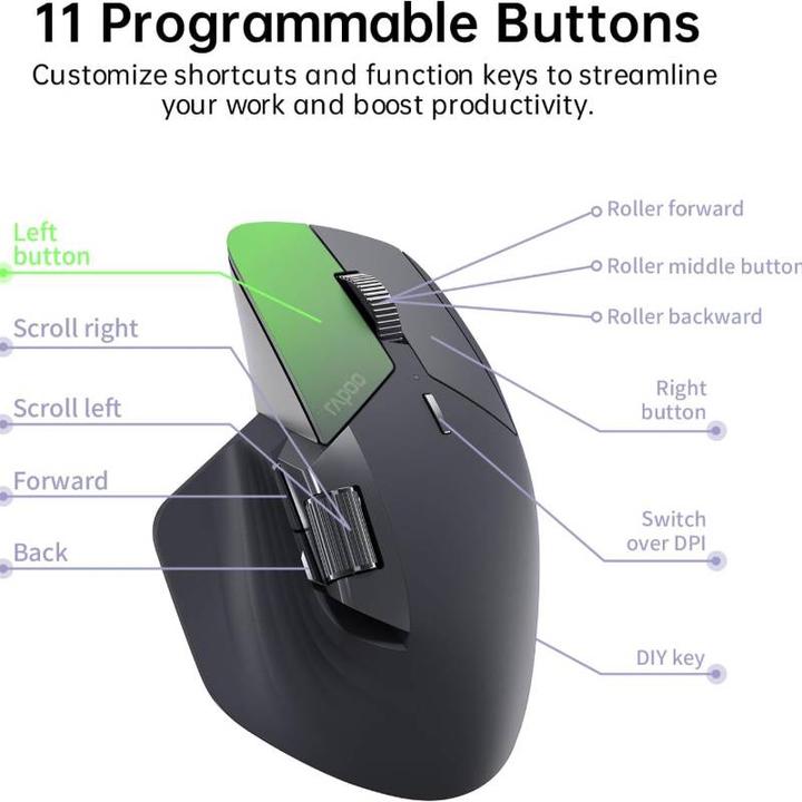 Image du produit Rapoo - MT760 - Bluetooth Maus - Kabellose Maus, Schwarz (Sans fil)