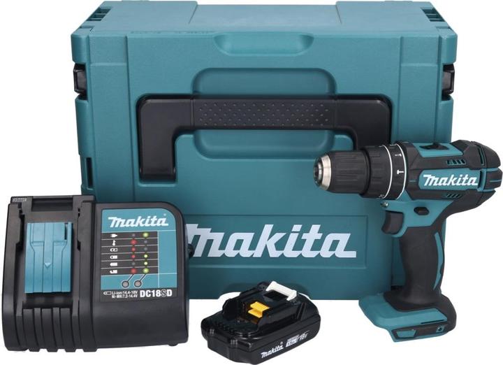 Productafbeelding Makita DHP 482 SY1J Accu klopboormachine 18 V 62 Nm + 1x accu 1,5 Ah + lader + Makpac