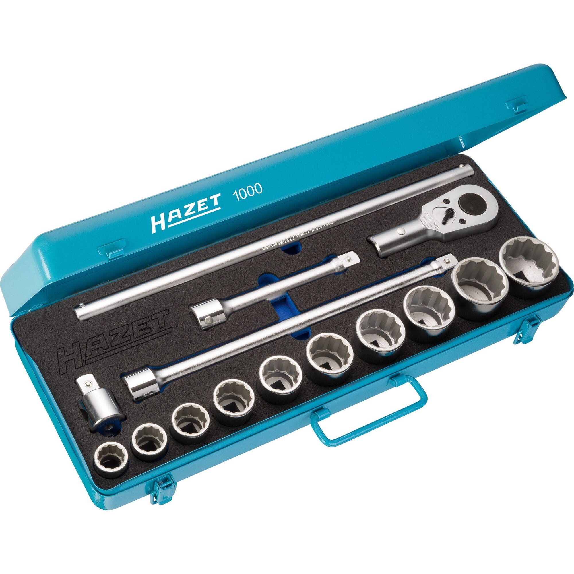 HAZET, Steckschlüssel + Stecknuss, Steckschlüssel Satz 1000Z ∙ Vierkant20 mm (3/4 Zoll) ∙ Aussen Doppel-Sechskant Profil...