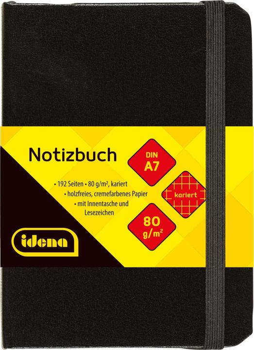 Actual product image Idena Notebook A7 squared black FSC-Mix (A7, Checked, Hardcover)