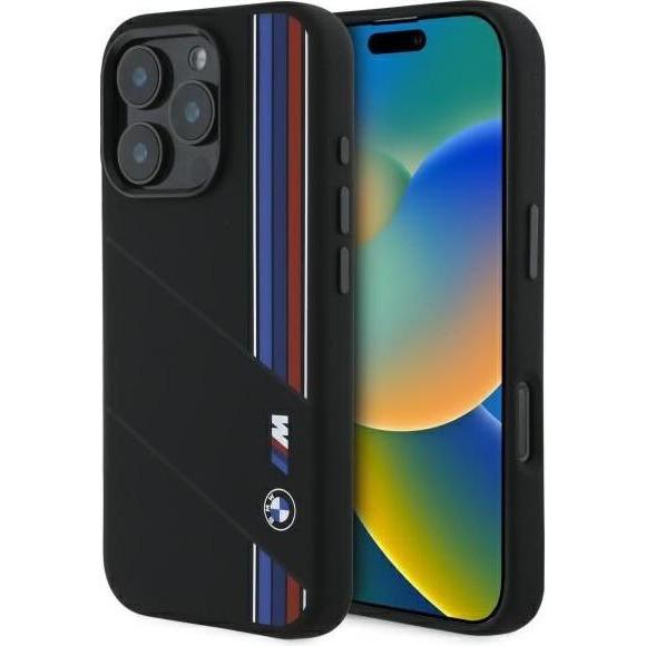 BMW BMHMP16X23SCUK iPhone 16 Pro Max 6.9" czarny/black hardcase Silicone Cut Tricolor Lines Mag (Apple iPhone 16 Pro Max...